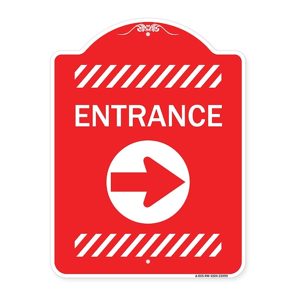 Signmission Flex Post Entrance W/ Right Arrowfor Flex Paddle Heavy-Gauge Alum, 24" L, 18" H, RW-1824-23959 A-DES-RW-1824-23959 - main